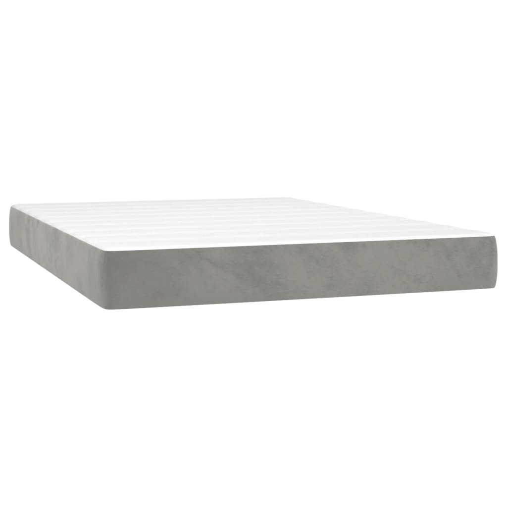 Pat box spring cu saltea, gri deschis, 140x200 cm, catifea GartenMobel Dekor