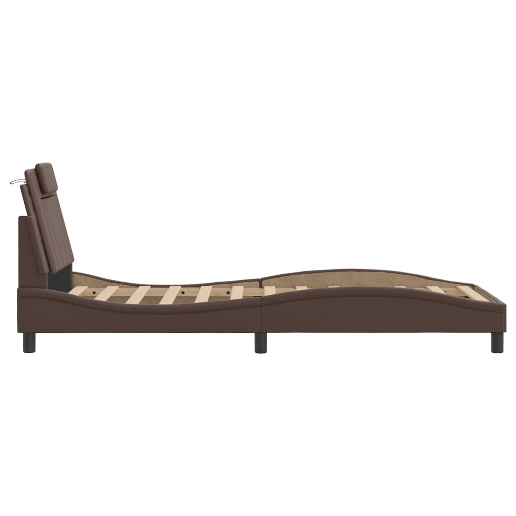 Cadru de pat cu tăblie, maro, 90x200 cm, piele ecologică GartenMobel Dekor