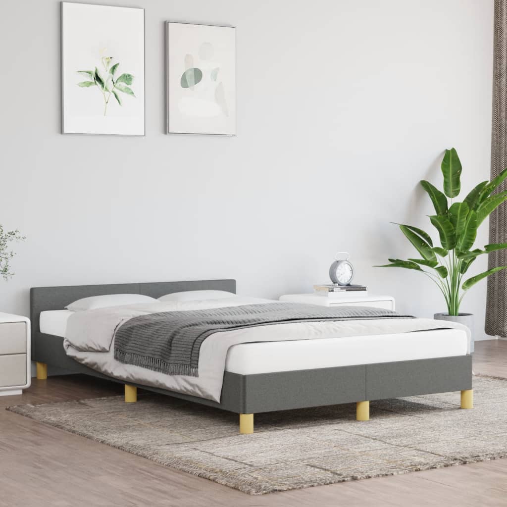 Cadru de pat cu tăblie, gri închis, 120x190 cm, material textil GartenMobel Dekor