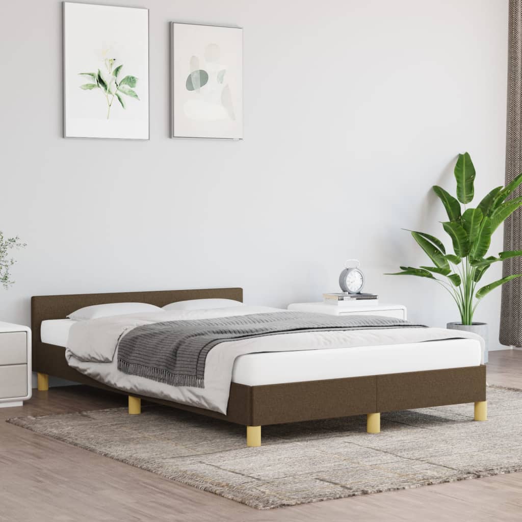 Cadru de pat cu tăblie, maro închis, 120x190cm, material textil GartenMobel Dekor