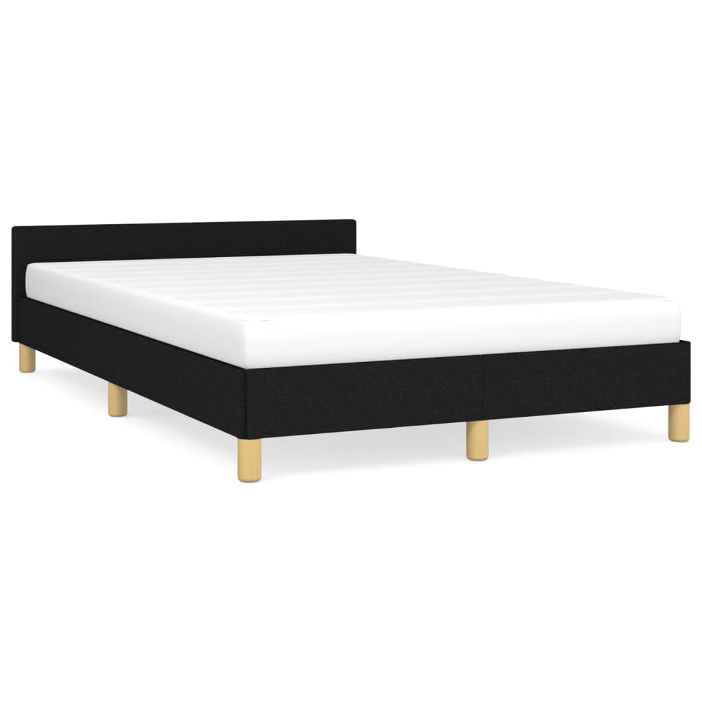 Cadru de pat cu tăblie, negru, 120x190 cm, material textil GartenMobel Dekor