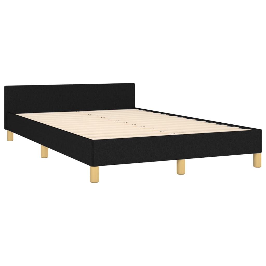 Cadru de pat cu tăblie, negru, 120x190 cm, material textil GartenMobel Dekor