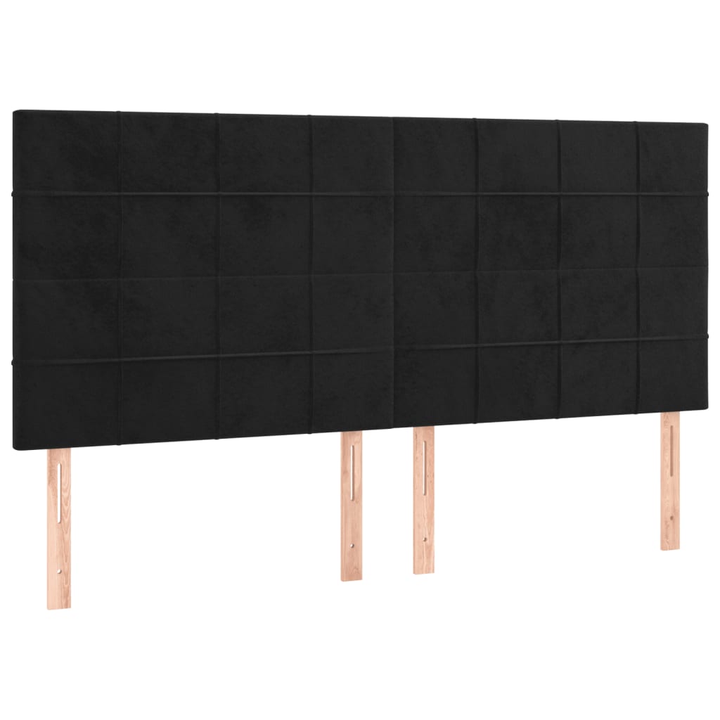 Pat box spring cu saltea, negru, 160x200 cm, catifea GartenMobel Dekor