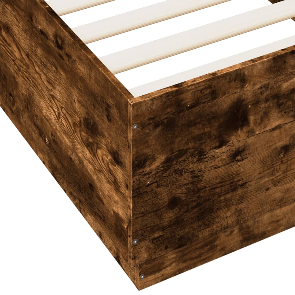 Cadru de pat cu LED, stejar fumuriu, 90x200 cm, lemn prelucrat GartenMobel Dekor