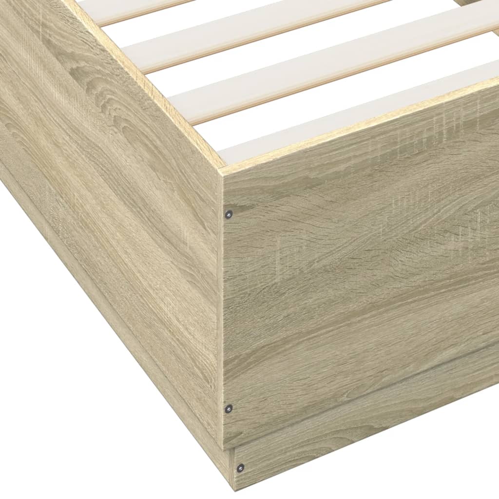 Cadru de pat cu LED, stejar sonoma, 90x200 cm, lemn prelucrat GartenMobel Dekor
