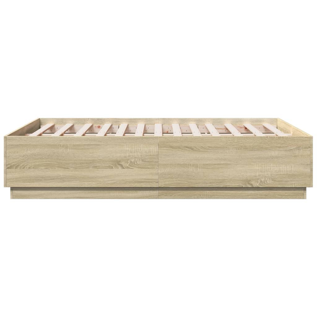 Cadru de pat cu LED stejar sonoma 120x190 cm lemn prelucrat GartenMobel Dekor