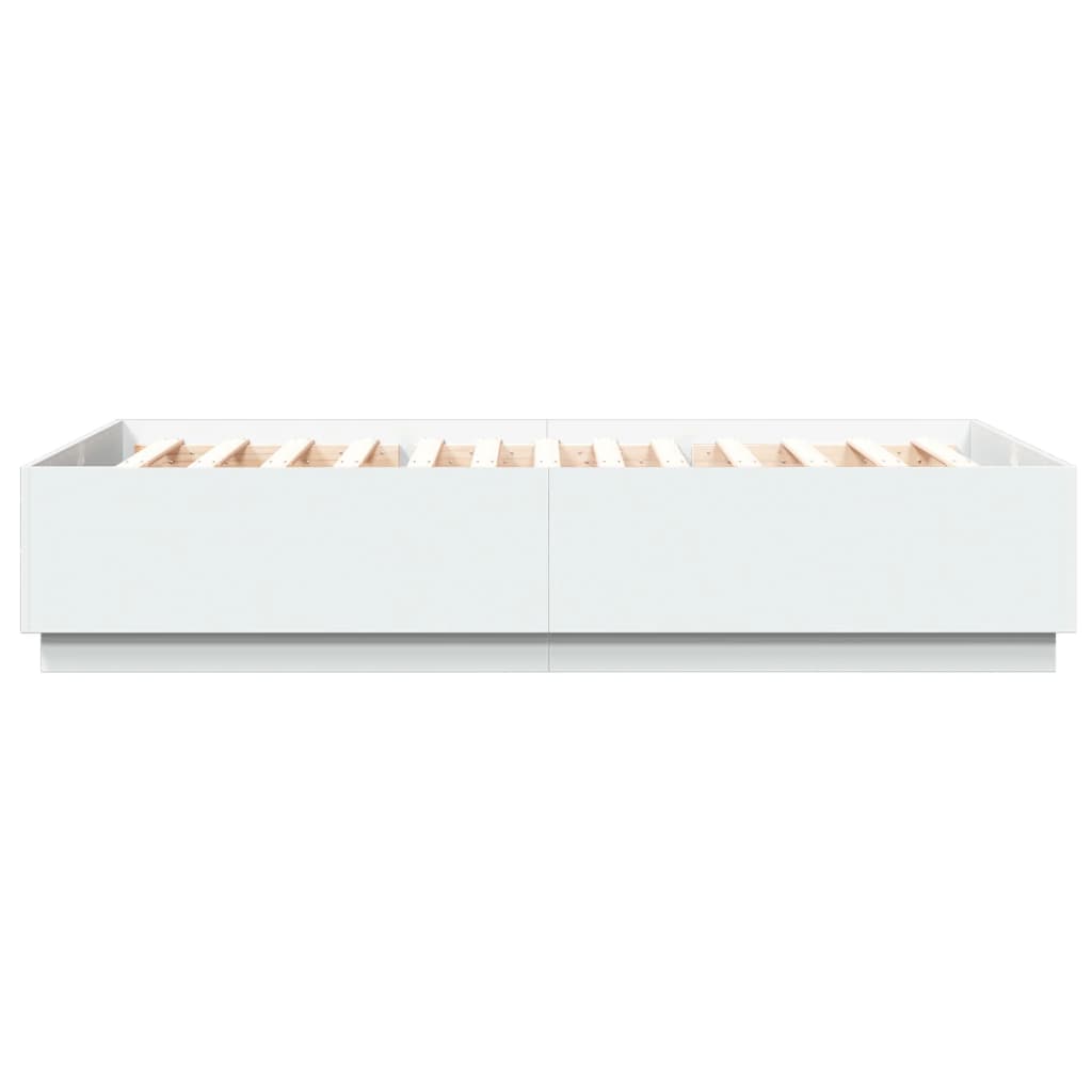 Cadru de pat cu lumini LED, alb, 160x200 cm, lemn prelucrat GartenMobel Dekor