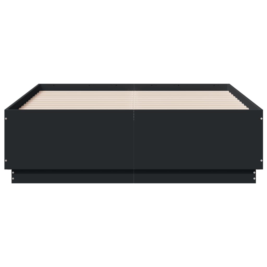 Cadru de pat cu lumini LED, negru, 120x190 cm, lemn prelucrat GartenMobel Dekor