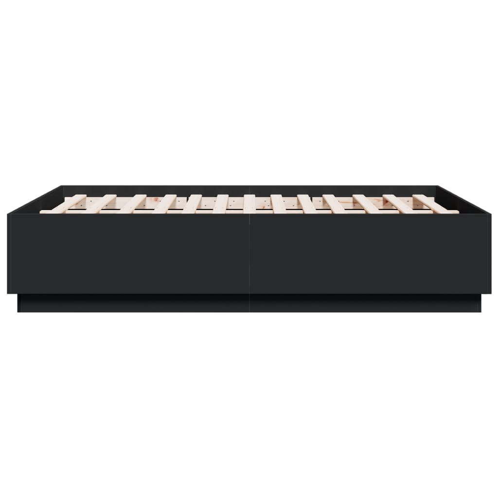 Cadru de pat cu lumini LED, negru, 120x190 cm, lemn prelucrat GartenMobel Dekor