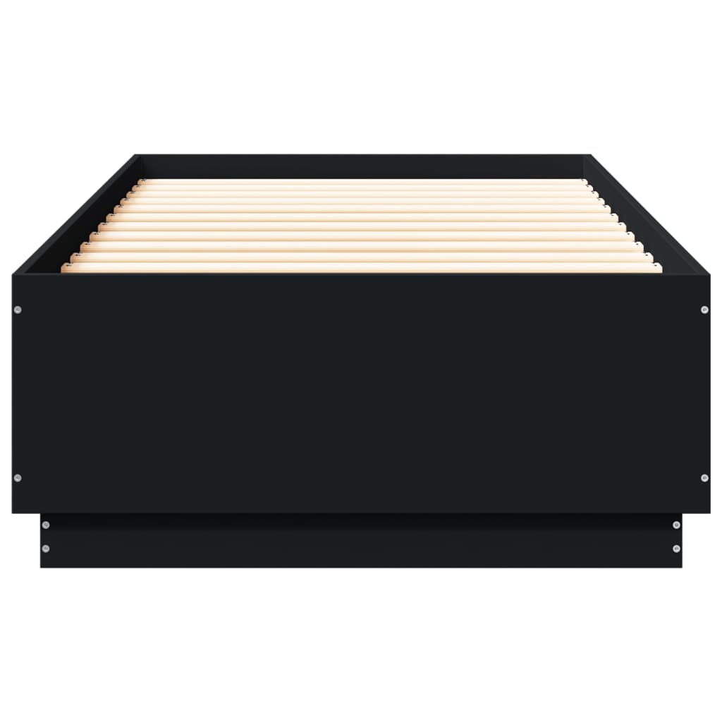 Cadru de pat cu lumini LED, negru, 90x200 cm, lemn prelucrat GartenMobel Dekor