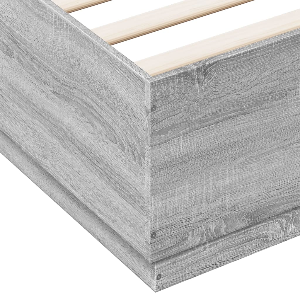Cadru de pat cu lumini LED gri sonoma 180x200 cm lemn prelucrat GartenMobel Dekor