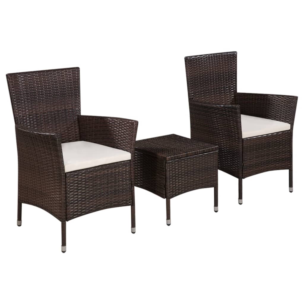 Set mobilier bistro, 3 piese, maro, poliratan GartenMobel Dekor
