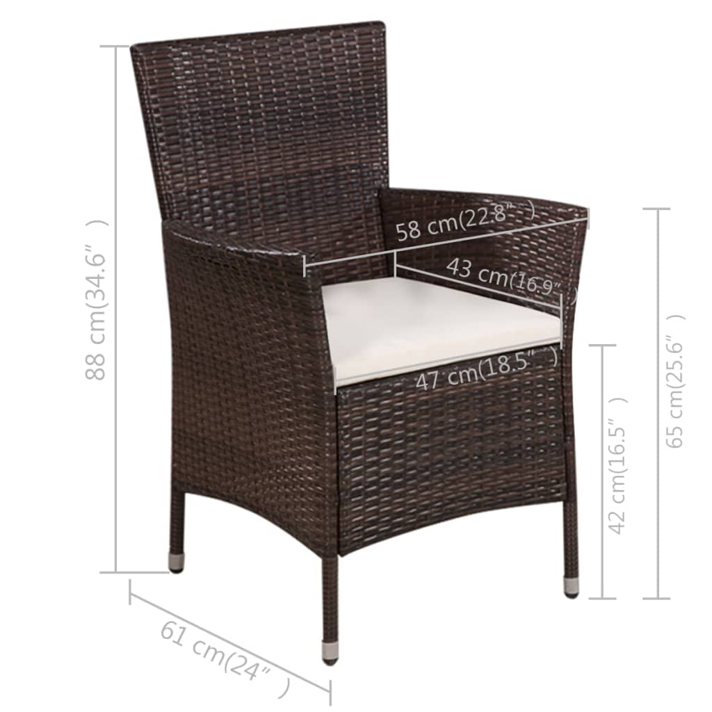 Set mobilier bistro, 3 piese, maro, poliratan GartenMobel Dekor