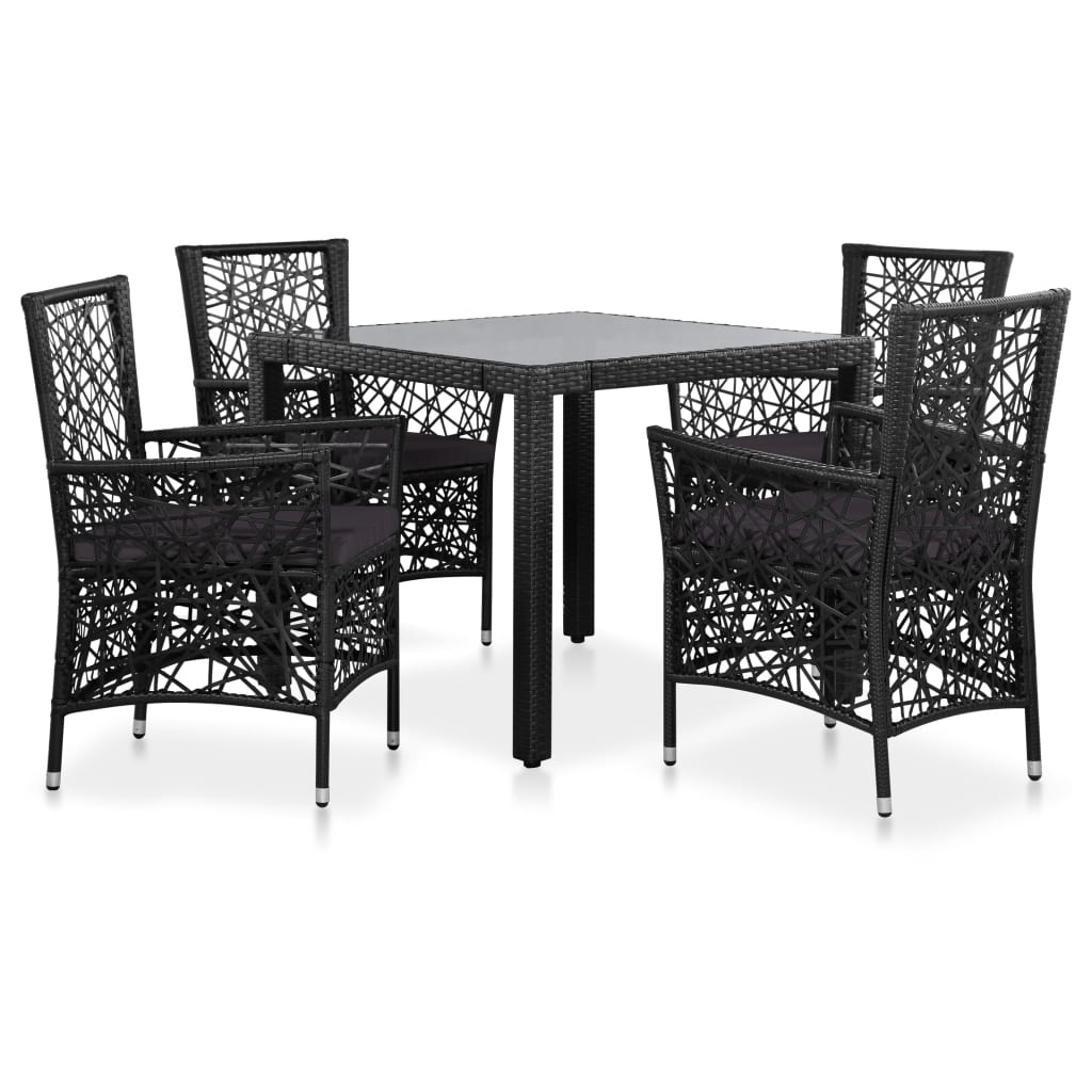 Set mobilier de exterior, 5 piese, negru, poliratan GartenMobel Dekor