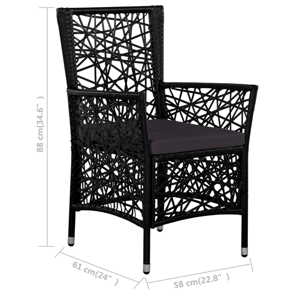 Set mobilier de exterior, 5 piese, negru, poliratan GartenMobel Dekor