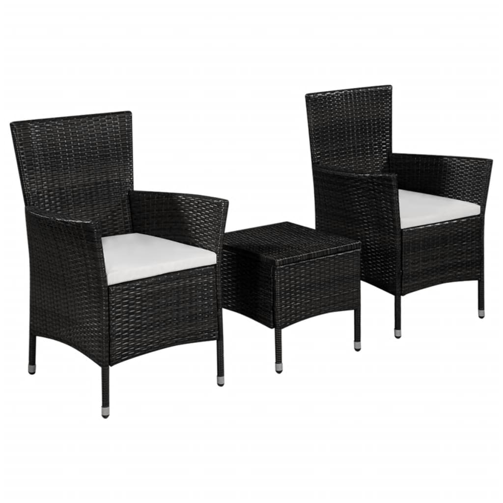 Set mobilier bistro, 3 piese, negru, poliratan GartenMobel Dekor