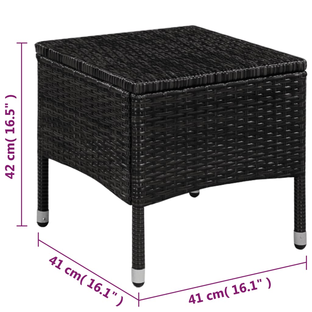 Set mobilier bistro, 3 piese, negru, poliratan GartenMobel Dekor