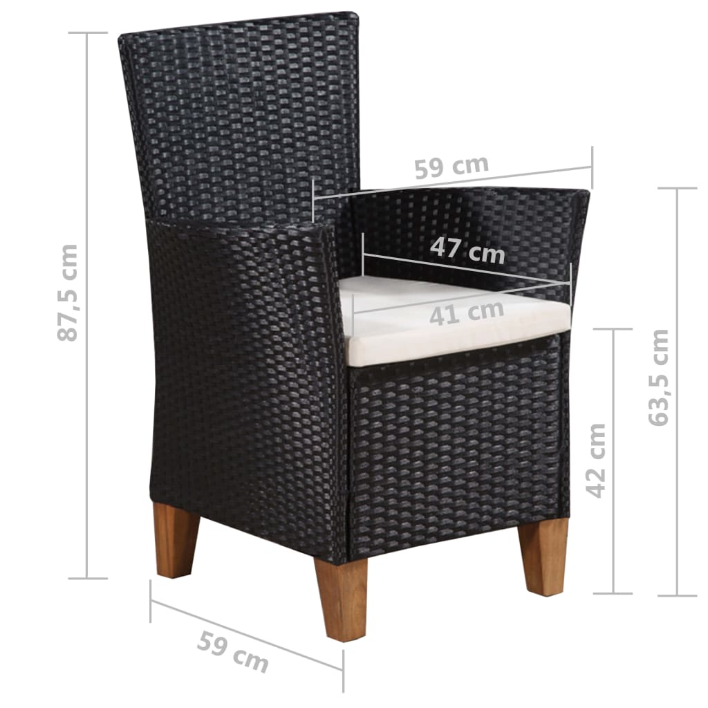 Set mobilier de exterior, 7 piese, negru și maro, poliratan GartenMobel Dekor