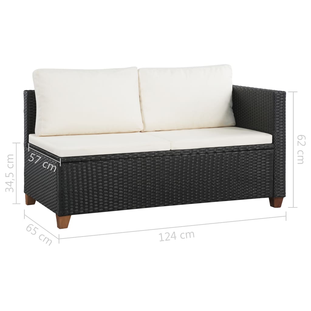 Set mobilier de grădină cu perne, 4 piese, negru, poliratan GartenMobel Dekor