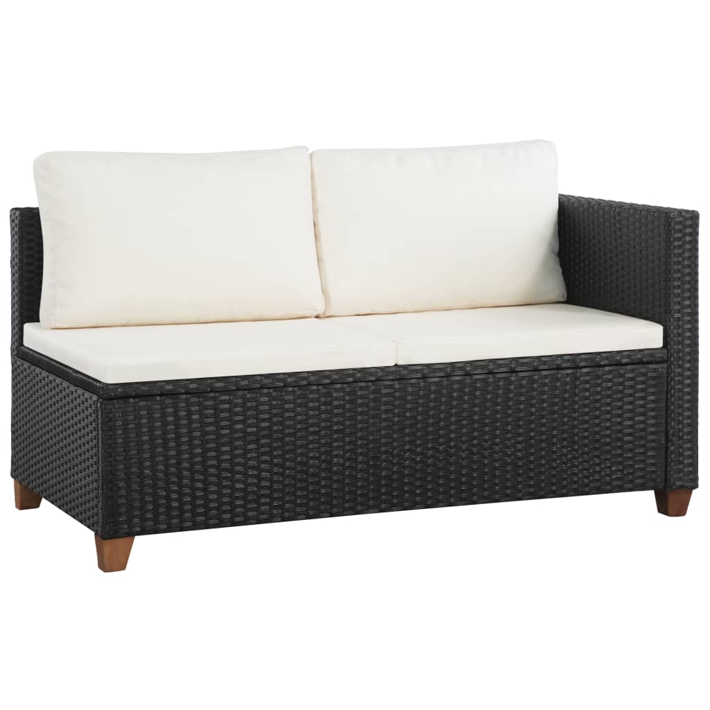 Set mobilier de grădină cu perne, 4 piese, negru, poliratan GartenMobel Dekor