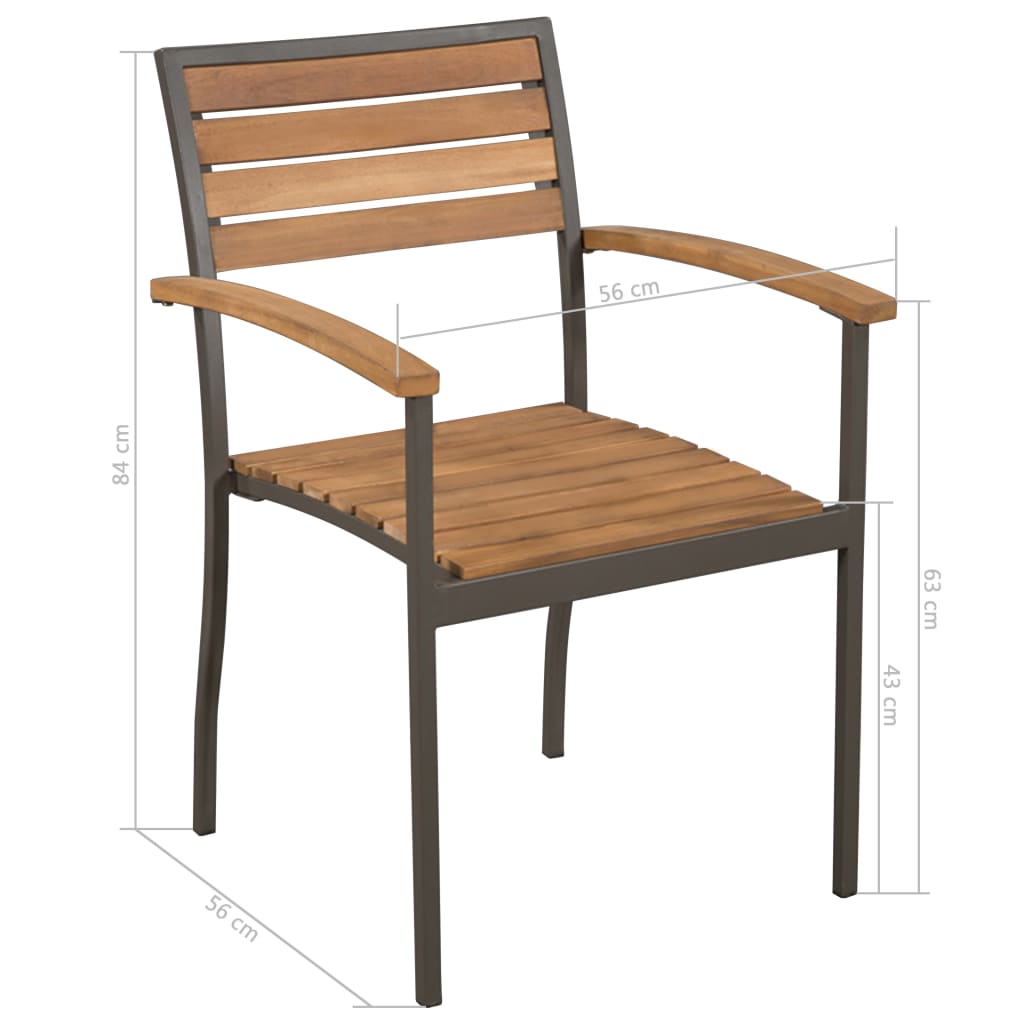 Set mobilier de exterior, 7 piese, lemn masiv de acacia și oțel GartenMobel Dekor