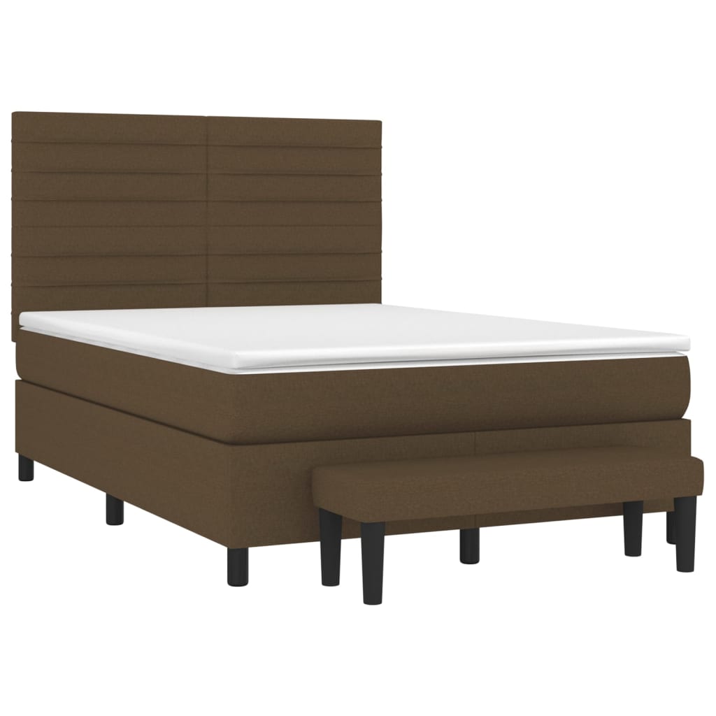 Pat continental cu saltea, maro închis, 140x200 cm, textil GartenMobel Dekor