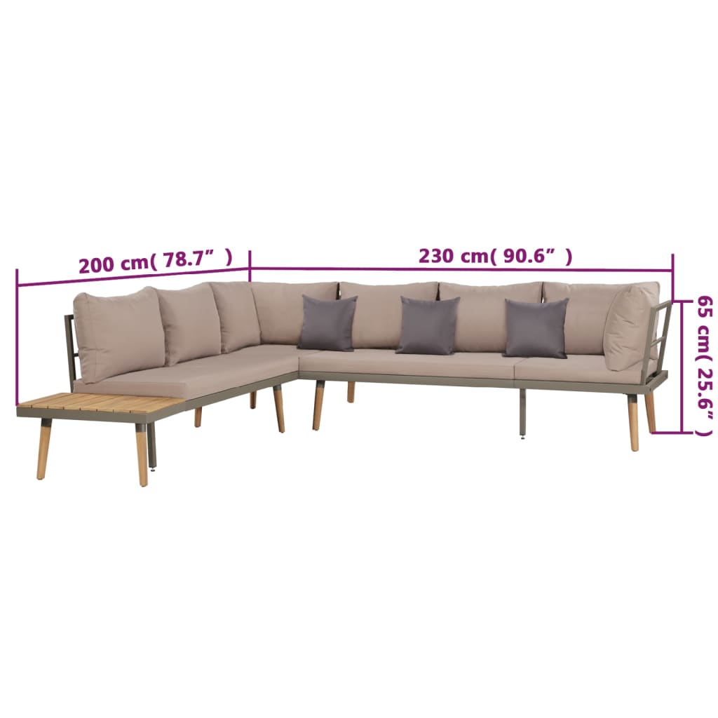 Set mobilier grădină cu perne, 4 piese, maro, lemn acacia GartenMobel Dekor