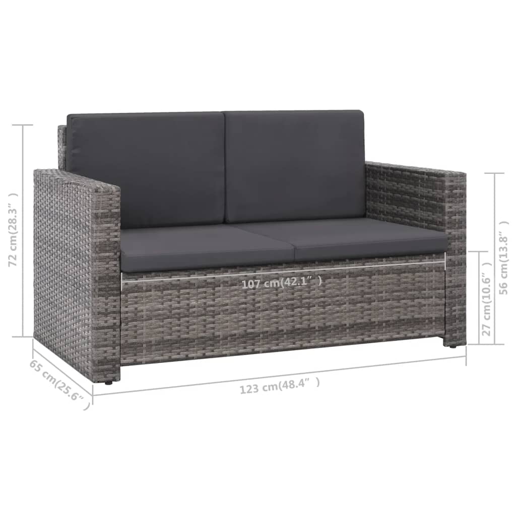 Set mobilier de grădină cu perne, 2 piese, gri, poliratan GartenMobel Dekor