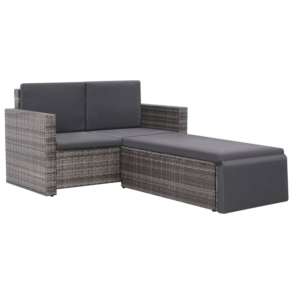 Set mobilier de grădină cu perne, 2 piese, gri, poliratan GartenMobel Dekor