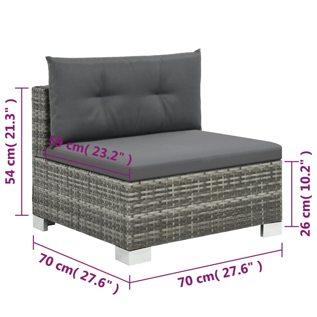 Set mobilier de grădină cu perne, 10 piese, gri, poliratan GartenMobel Dekor