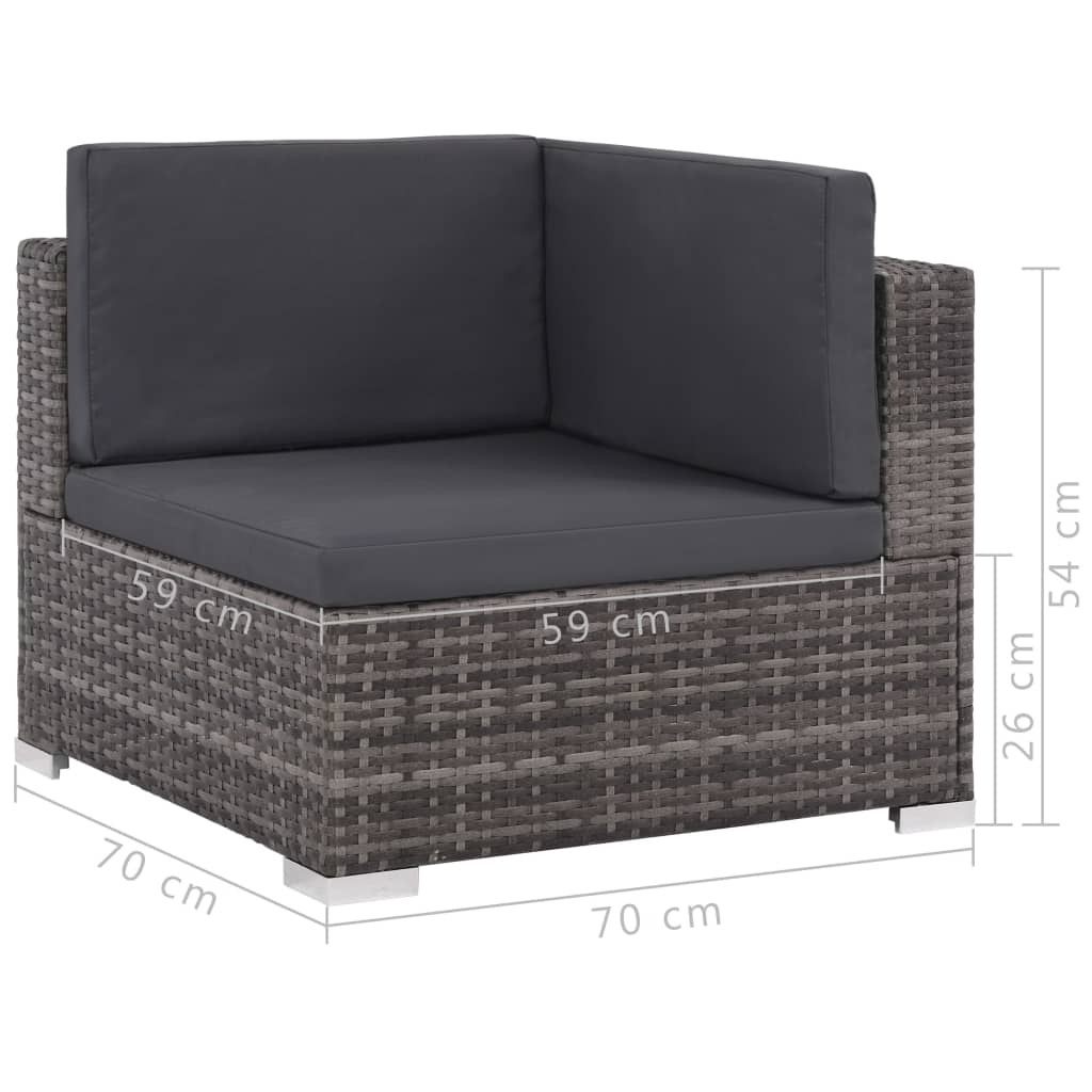 Set mobilier de grădină cu perne, 8 piese, gri, poliratan GartenMobel Dekor