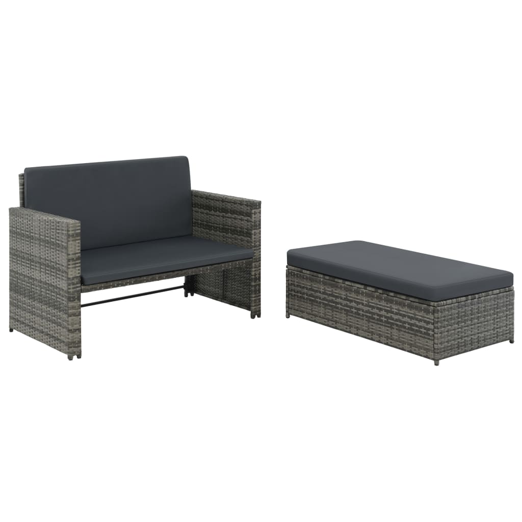 Set mobilier de grădină cu perne, 2 piese, gri, poliratan GartenMobel Dekor