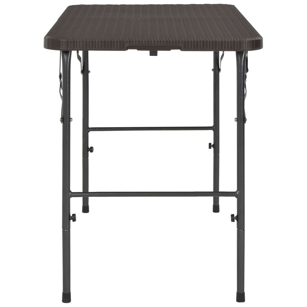 Masă de grădină pliabilă, maro, 120x60x74, HDPE, aspect ratan GartenMobel Dekor