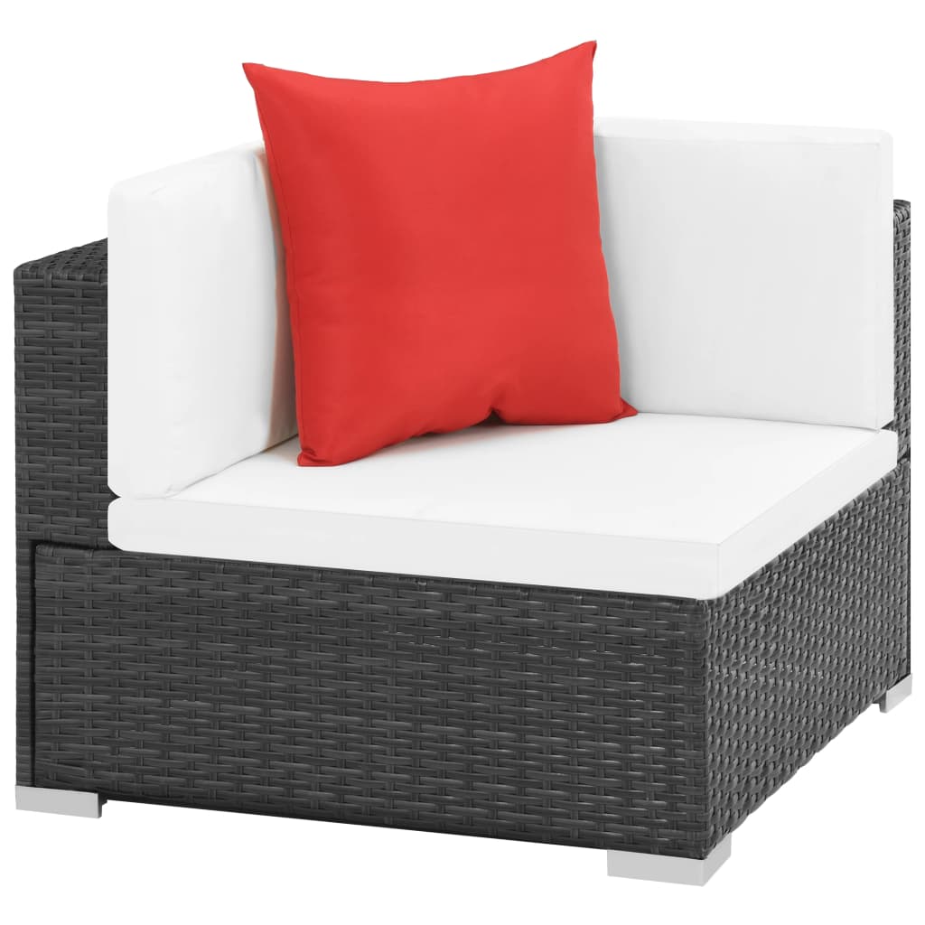 Set mobilier de grădină cu perne, 7 piese, negru, poliratan GartenMobel Dekor