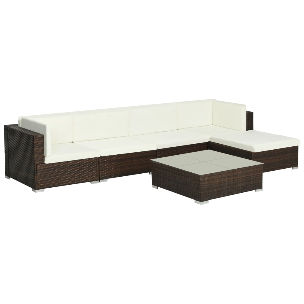 Set mobilier de grădină cu perne, 6 piese, maro, poliratan GartenMobel Dekor