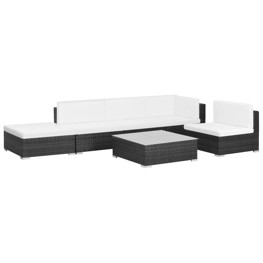 Set mobilier de grădină cu perne, 6 piese, negru, poliratan GartenMobel Dekor