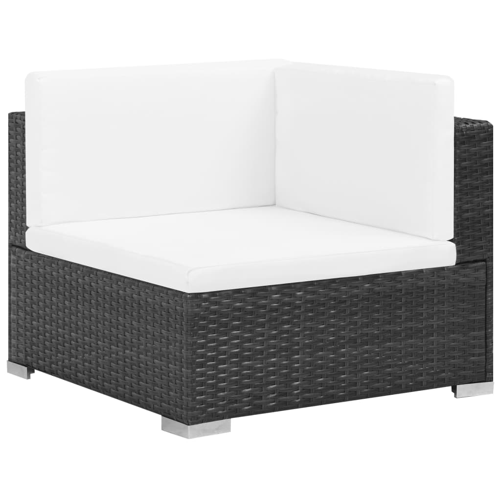 Set mobilier de grădină cu perne, 6 piese, negru, poliratan GartenMobel Dekor