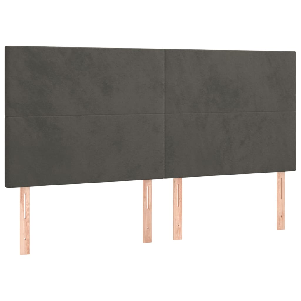 Tăblii de pat, 4 buc, gri închis, 90x5x78/88 cm, catifea GartenMobel Dekor