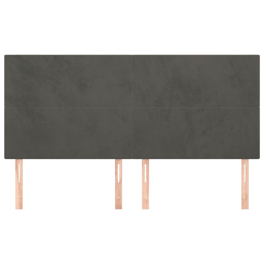 Tăblii de pat, 4 buc, gri închis, 90x5x78/88 cm, catifea GartenMobel Dekor