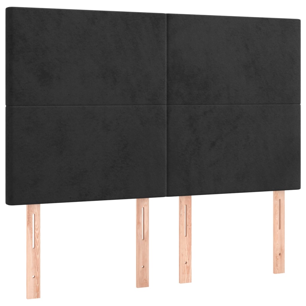 Tăblii de pat, 4 buc, negru, 72x5x78/88 cm, catifea GartenMobel Dekor