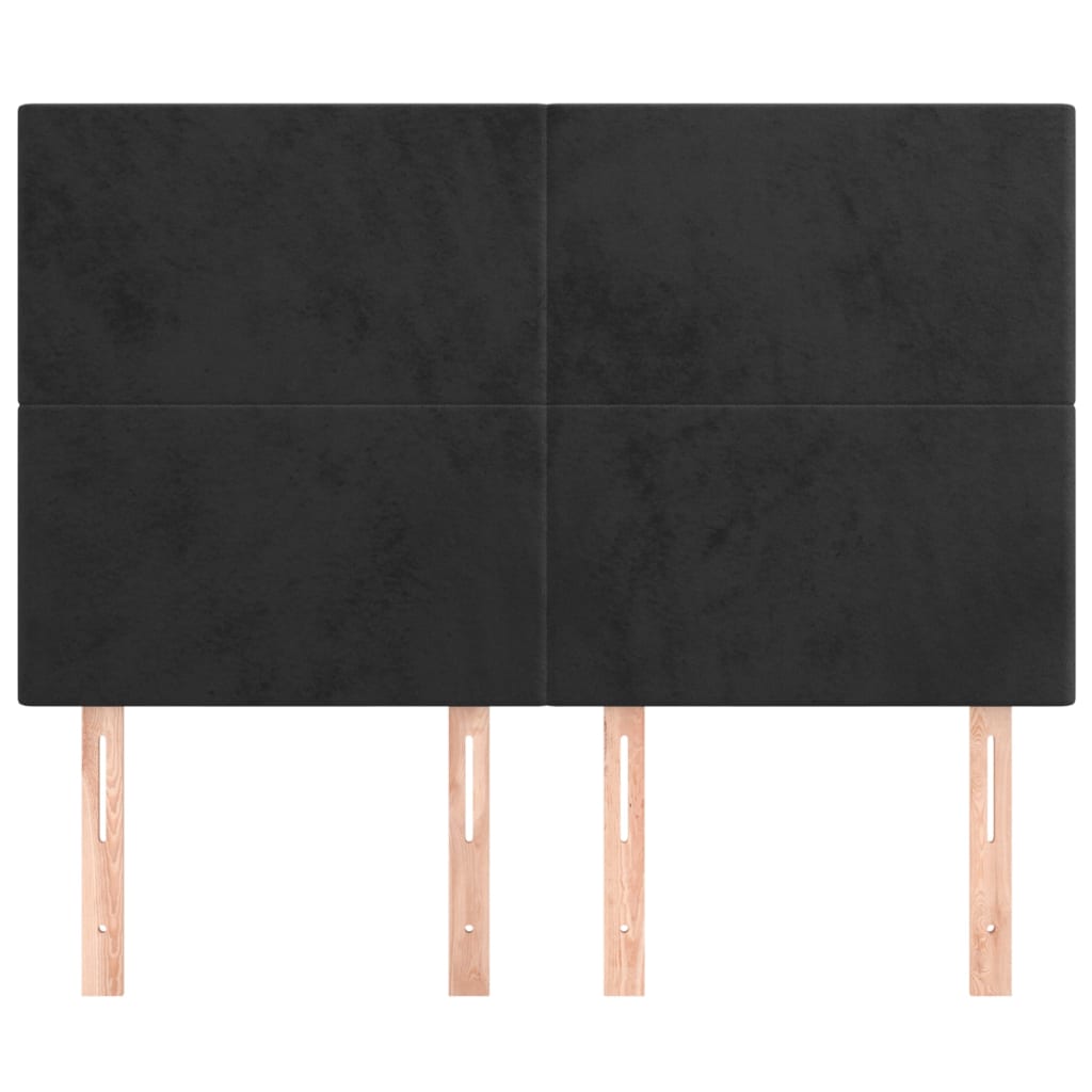 Tăblii de pat, 4 buc, negru, 72x5x78/88 cm, catifea GartenMobel Dekor