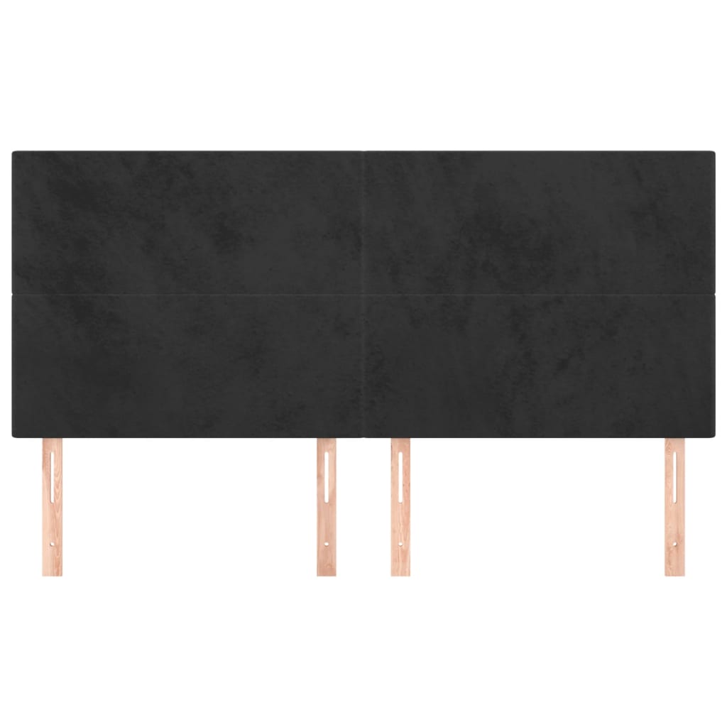 Tăblii de pat, 4 buc, negru, 90x5x78/88 cm, catifea GartenMobel Dekor