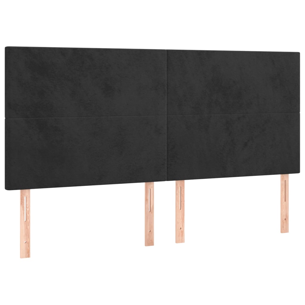 Tăblii de pat, 4 buc, negru, 90x5x78/88 cm, catifea GartenMobel Dekor