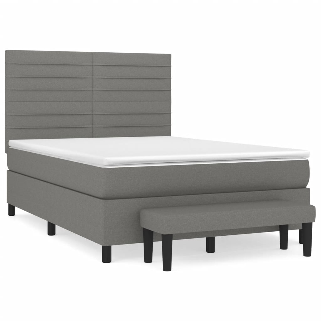 Pat box spring cu saltea, gri închis, 140x190 cm, textil GartenMobel Dekor