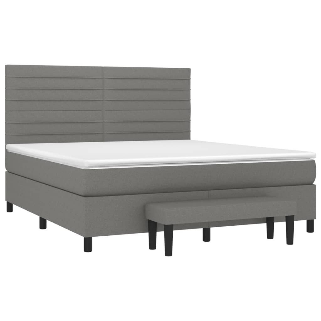 Pat box spring cu saltea, gri închis, 180x200 cm, textil GartenMobel Dekor