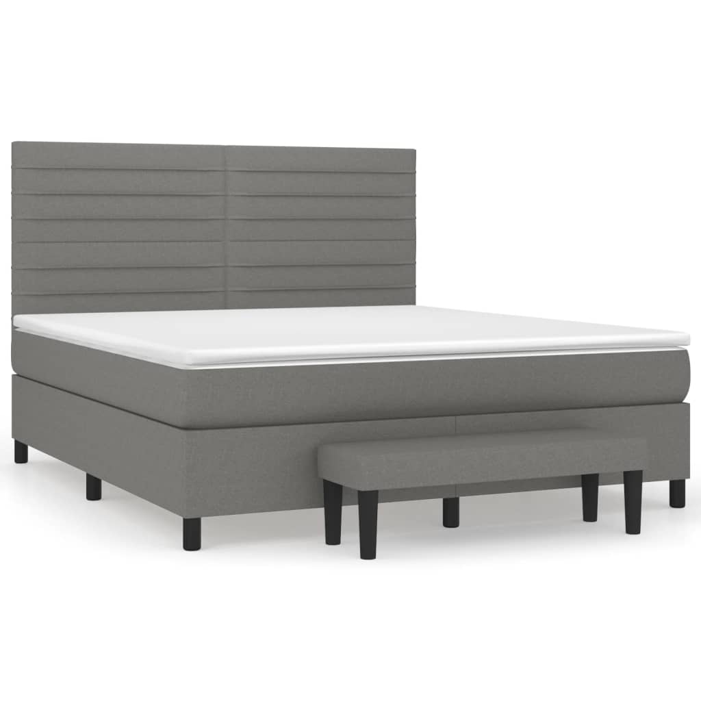 Pat box spring cu saltea, gri închis, 180x200 cm, textil GartenMobel Dekor