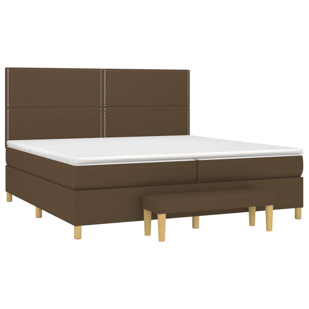 Pat box spring cu saltea, maro închis, 200x200 cm, textil GartenMobel Dekor
