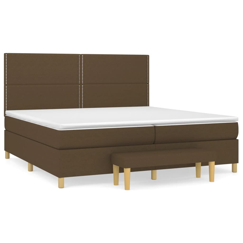 Pat box spring cu saltea, maro închis, 200x200 cm, textil GartenMobel Dekor