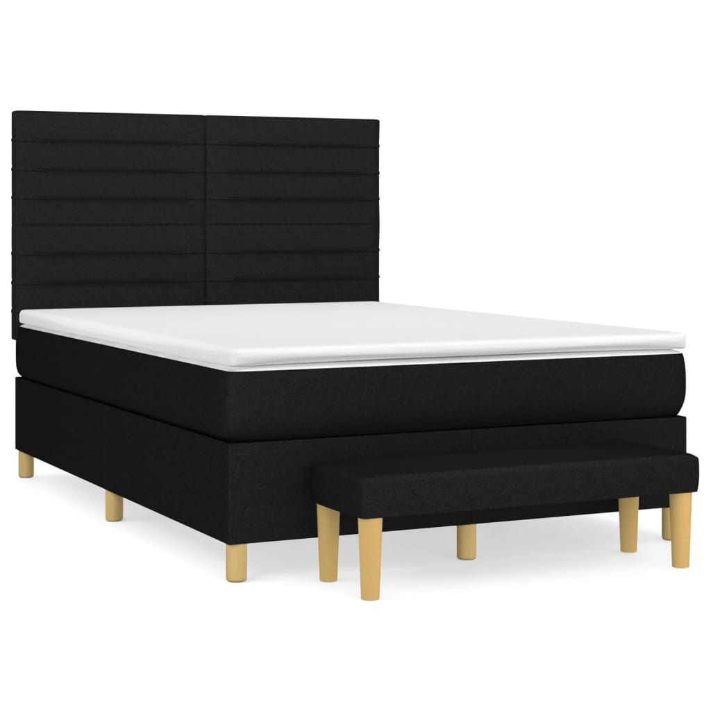Pat box spring cu saltea, negru, 140x190 cm, textil GartenMobel Dekor