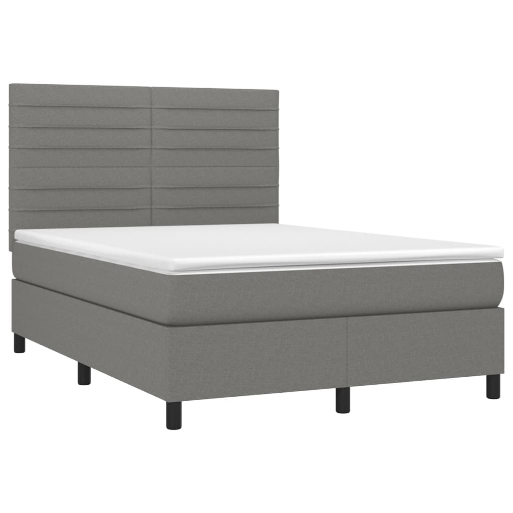 Pat box spring cu saltea, gri închis, 140x200 cm, textil GartenMobel Dekor